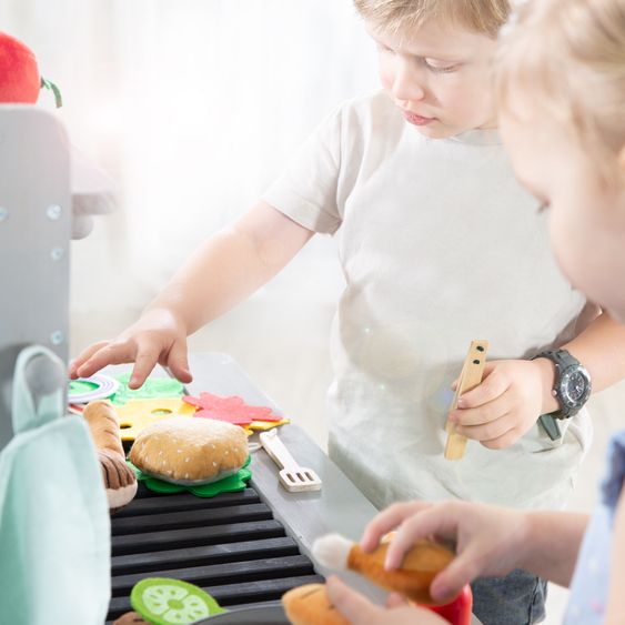 Roba Matschküche BBQ' mit Spielwanne und abnehmbarem Rost - Grau