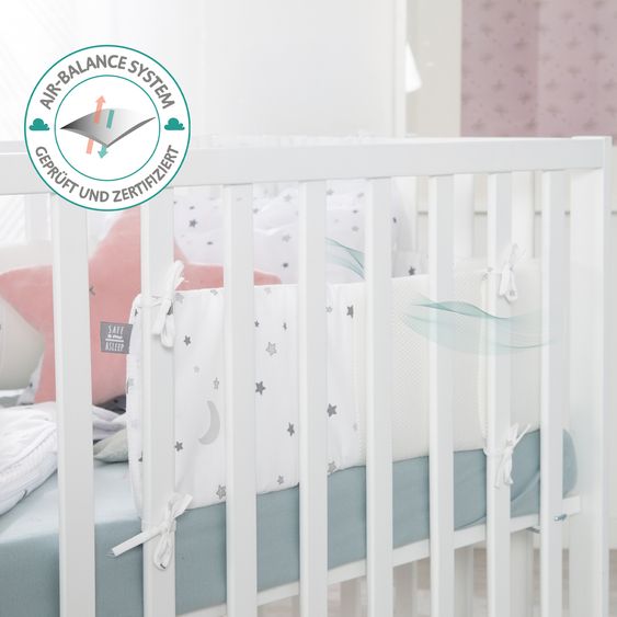 Roba Paracolpi per lettino Easy Air safe asleep con inserti in mesh 170 x 16 cm - Sternenzauber - Grigio