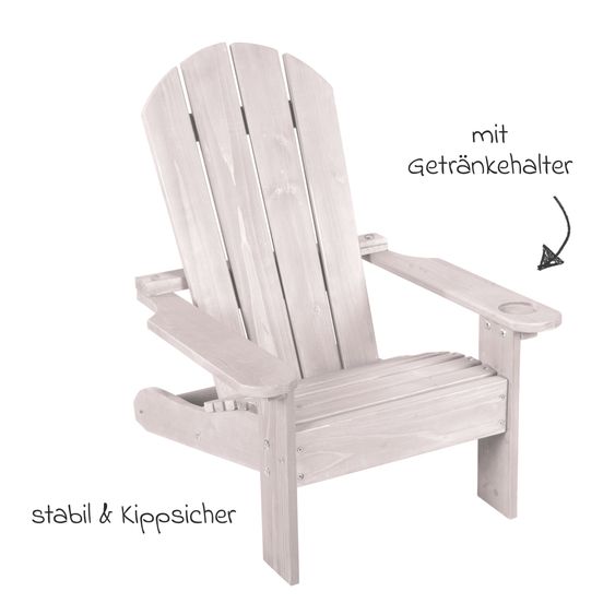 Roba Outdoor Kinderstuhl Deck Chair mit Armlehne & Getränkehalterung - Grau