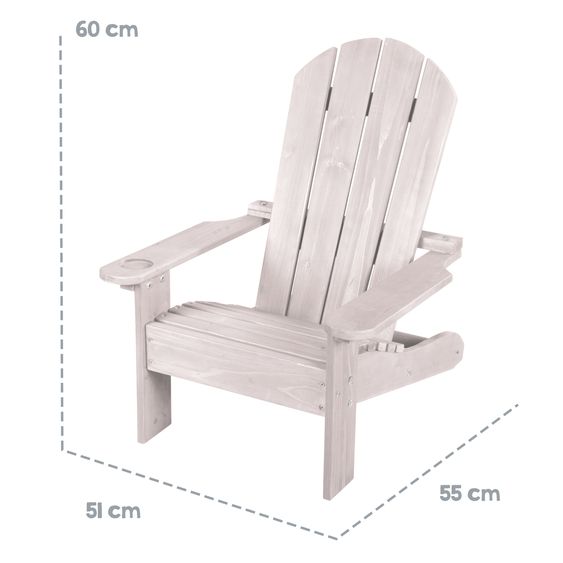 Roba Outdoor Kinderstuhl Deck Chair mit Armlehne & Getränkehalterung - Grau