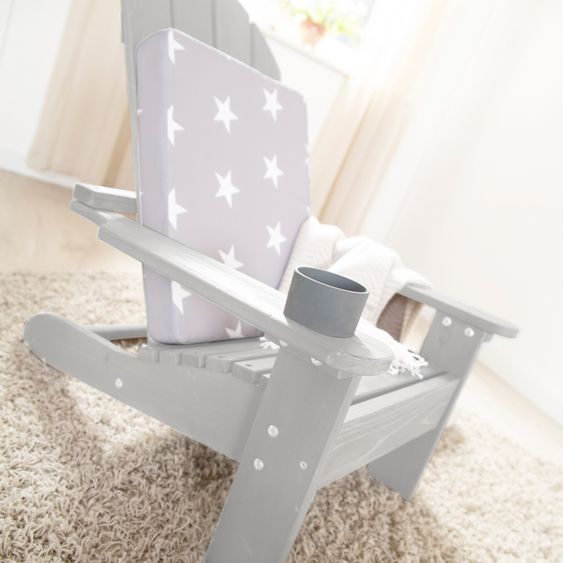 Roba Outdoor Kinderstuhl Deck Chair mit Armlehne & Getränkehalterung - Grau