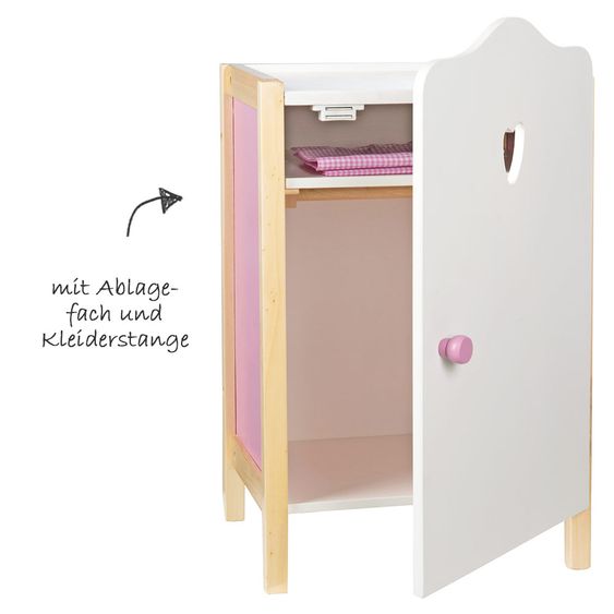 Roba Puppen-Kleiderschrank Scarlett - Weiß Rosa