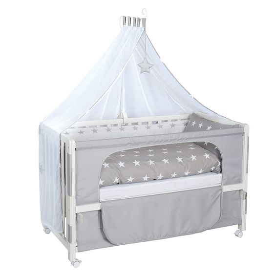 Roba Letto per cameretta bianco con accessori - Piccole stelle - Grigio