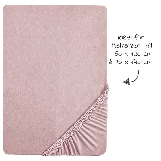 Roba Spannbetttuch aus Organic Baumwolle 60 x 120 cm / 70 x 140 cm - Lil Planet - Rosa Mauve