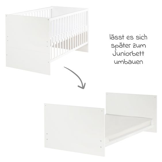 Roba Sparset Kinderzimmer Anton mit Bett, Wickelkommode inkl. Wickelaufsatz - Weiß