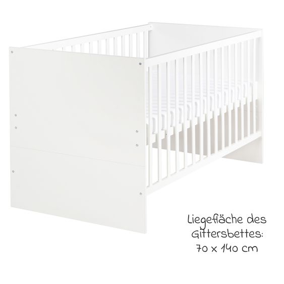 Roba Sparset Kinderzimmer Anton mit Bett, Wickelkommode inkl. Wickelaufsatz - Weiß