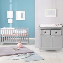 Sparset Kinderzimmer Hamburg mit Bett, Wickelkommode & 2 Canvas Boxen - Taupe