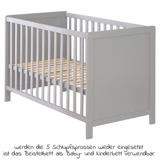 Roba Spar set children's room Hamburg with bed, changing unit & 2 canvas boxes - Taupe