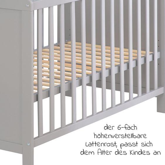 Roba Spar set children's room Hamburg with bed, changing unit & 2 canvas boxes - Taupe