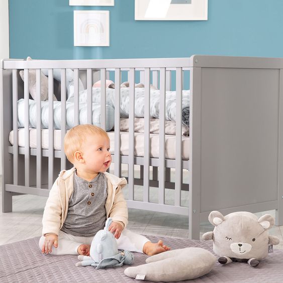 Roba Spar set children's room Hamburg with bed, changing unit & 2 canvas boxes - Taupe