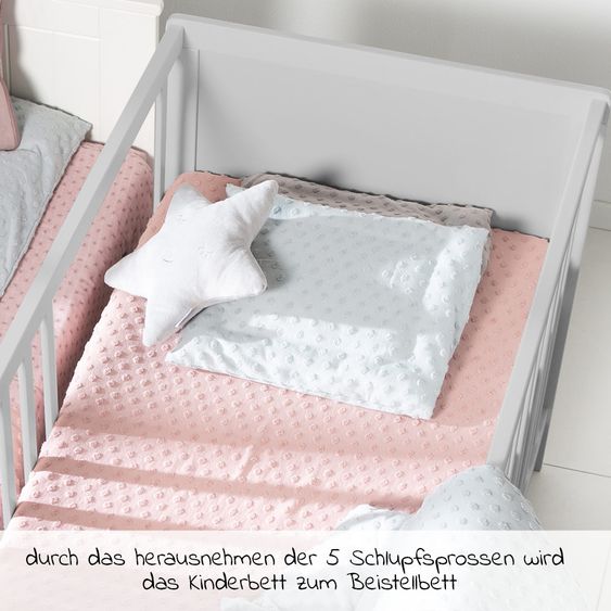 Roba Spar set children's room Hamburg with bed, changing unit & 2 canvas boxes - Taupe