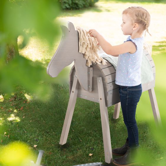 Roba Spielpferd Outdoor wetterfest mit Mähne & Schweif - Rückenhöhe 68 cm - Grau