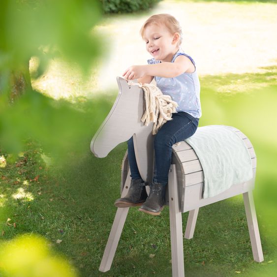 Roba Spielpferd Outdoor wetterfest mit Mähne & Schweif - Rückenhöhe 68 cm - Grau