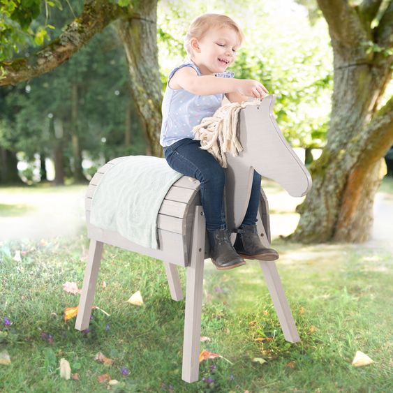 Roba Spielpferd Outdoor wetterfest mit Mähne & Schweif - Rückenhöhe 68 cm - Grau