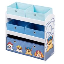 Toy shelf incl. 5 fabric boxes - Paw Patrol - White Blue