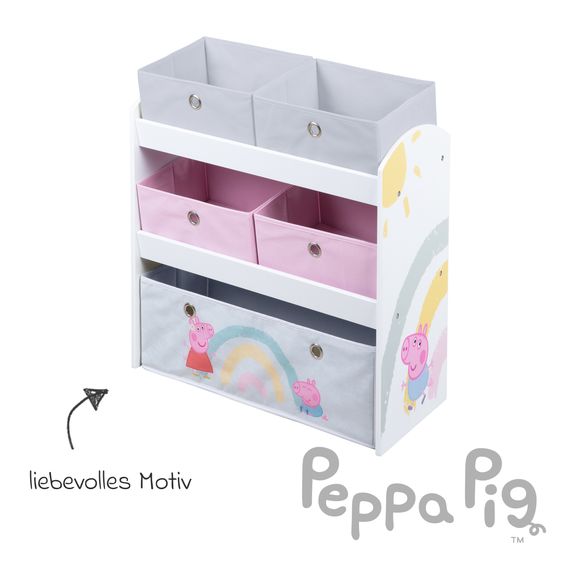 Roba Toy shelf incl. 5 fabric boxes - Peppa Pig - White