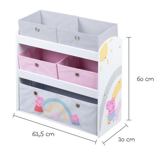 Roba Toy shelf incl. 5 fabric boxes - Peppa Pig - White