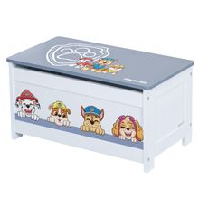 Cassapanca per giocattoli con sedile incernierato e chiusura morbida - Paw Patrol - Bianco Blu