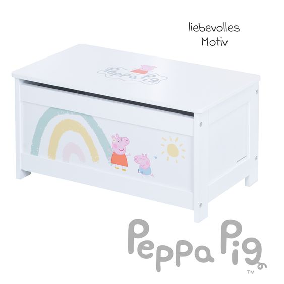 Roba Toy chest with hinged seat and soft-close fitting - Peppa Pig - White