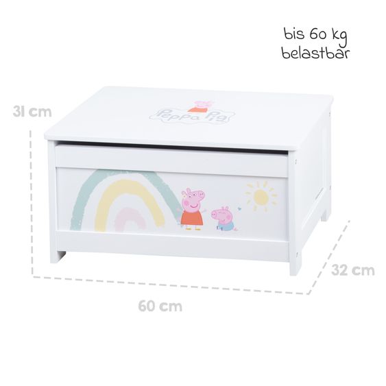 Roba Toy chest with hinged seat and soft-close fitting - Peppa Pig - White