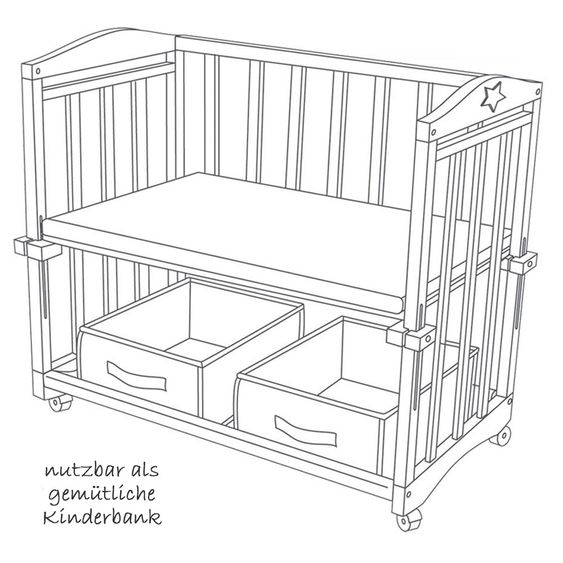 Roba Stubenbett 3 in 1 Babysitter Weiß inkl. Zubehör - Kleine Wolke - Blau