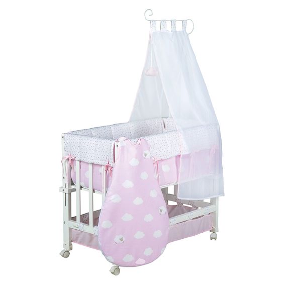 Roba Stubenbett 3 in 1 Babysitter Weiß inkl. Zubehör - Kleine Wolke - Rosa