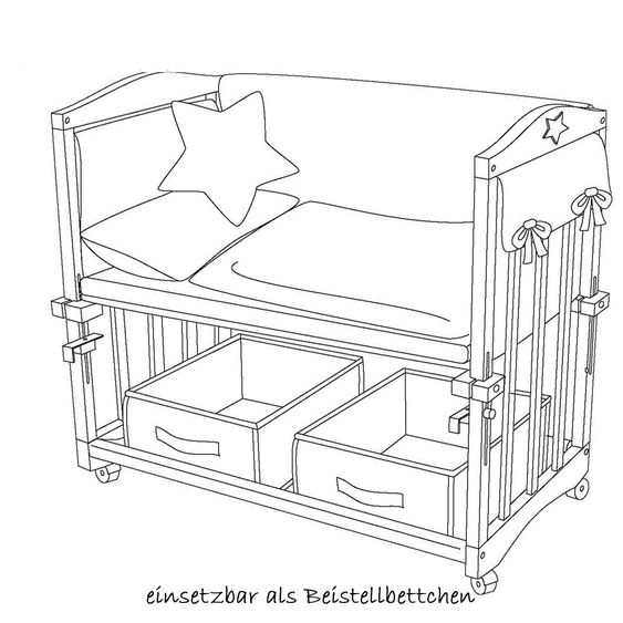 Roba Stubenbett 3 in 1 Babysitter Weiß inkl. Zubehör - Kleine Wolke - Rosa