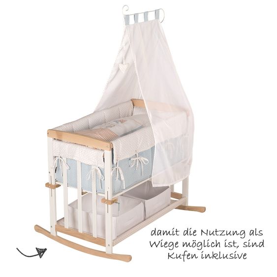Roba Stubenbett 4 in 1 Babysitter Bio-Buche Bicolor inkl. Zubehör - Vintage Bär