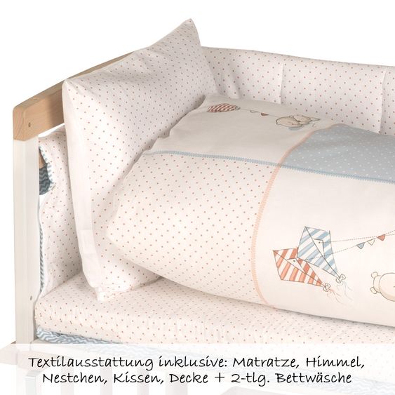 Roba Stubenbett 4 in 1 Babysitter Bio-Buche Bicolor inkl. Zubehör - Vintage Bär