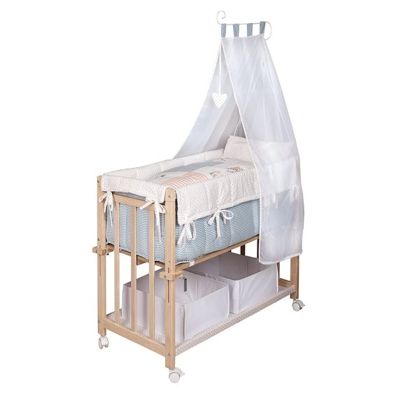 Roba Stubenbett 4 in 1 Babysitter Bio-Buche Natur inkl. Zubehör - Vintage Bär