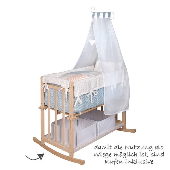 Roba Stubenbett 4 in 1 Babysitter Bio-Buche Natur inkl. Zubehör - Vintage Bär