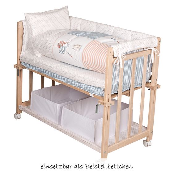 Roba Stubenbett 4 in 1 Babysitter Bio-Buche Natur inkl. Zubehör - Vintage Bär