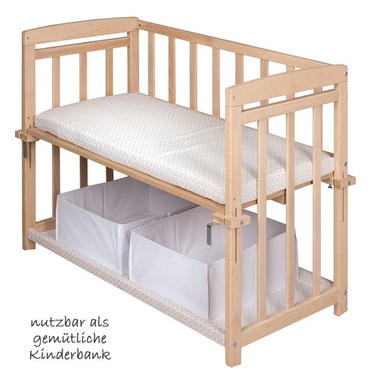 Roba Stubenbett 4 in 1 Babysitter Bio-Buche Natur inkl. Zubehör - Vintage Bär