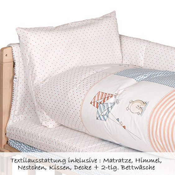 Roba Stubenbett 4 in 1 Babysitter Bio-Buche Natur inkl. Zubehör - Vintage Bär