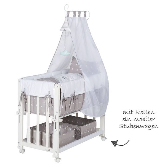 Roba Stubenbett 4 in 1 Babysitter Weiß inkl. Zubehör - Indibär - Grau