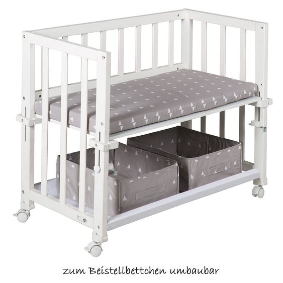 Roba Stubenbett 4 in 1 Babysitter Weiß inkl. Zubehör - Indibär - Grau