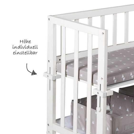 Roba Stubenbett 4 in 1 Babysitter Weiß inkl. Zubehör - Indibär - Grau