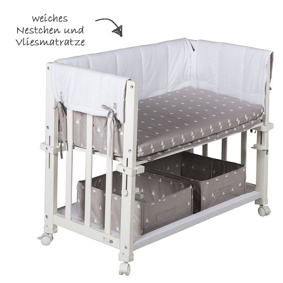 Roba Stubenbett 4 in 1 Babysitter Weiß inkl. Zubehör - Indibär - Grau