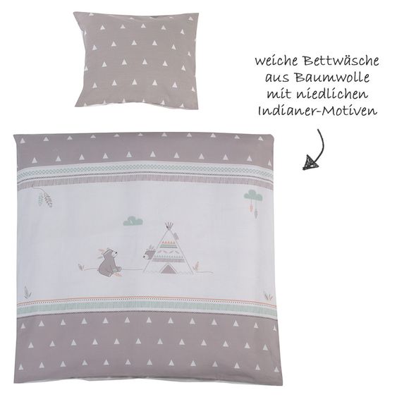 Roba Stubenbett 4 in 1 Babysitter Weiß inkl. Zubehör - Indibär - Grau