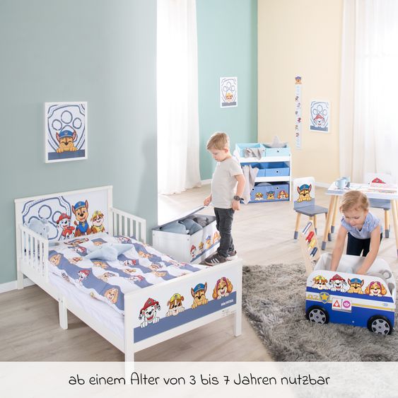 Roba Letto completo a tema per bambini con rete a doghe e lenzuola 70 x 140 cm - Paw Patrol - Bianco Blu