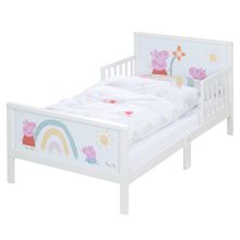 Toddler-Themen-Komplettbett inkl. Lattenrost und Bettwäsche 70 x 140 cm - Peppa Pig - Weiß