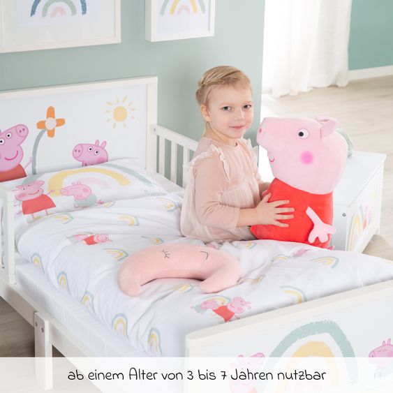 Roba Letto completo a tema per bambini con rete a doghe e lenzuola 70 x 140 cm - Peppa Pig - Bianco