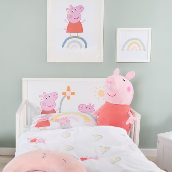 Roba Toddler-Themen-Komplettbett inkl. Lattenrost und Bettwäsche 70 x 140 cm - Peppa Pig - Weiß