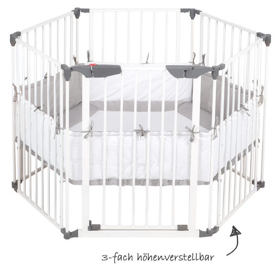 Roba Universal Schutz- und Laufgitter Weiß inkl. Einlage 123 x 123 cm - Dotty - Grau