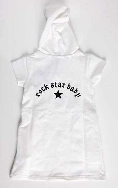 Rock Star Baby Kleid mit Kapuze - Weiß - Gr. 5 - 6 Jahre