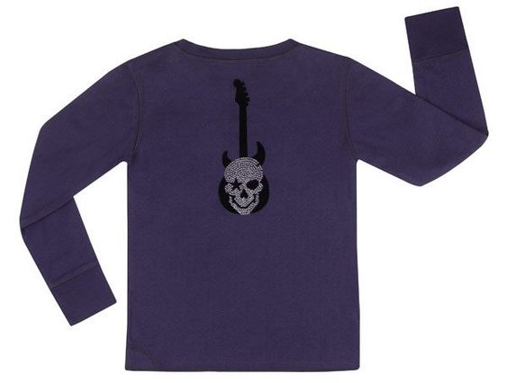 Rock Star Baby Langarmshirt Guitar Stead Head - Grau Blau - Gr. M