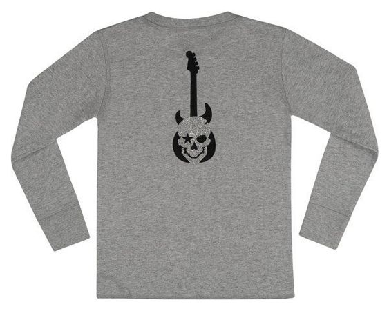 Rock Star Baby Langarmshirt Guitar Stead Head - Grau - Gr. M