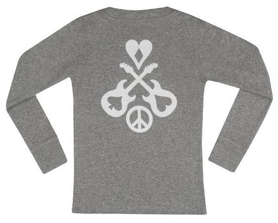 Rock Star Baby Langarmshirt Guitars & Peace - Grau - Gr. S