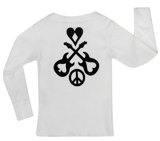 Rock Star Baby Langarmshirt Guitars & Peace - Weiß - Gr. S