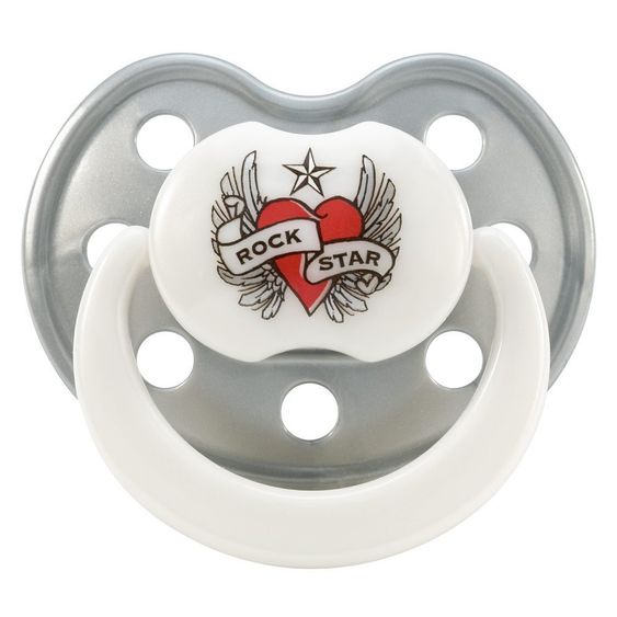 Rock Star Baby Schnuller RSB - Silikon 3-24 M - Heart & Wings